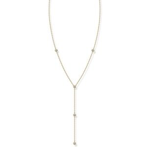 14K Gold Plated Lariat Station Necklace for Women